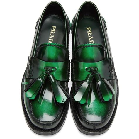 green prada loafers